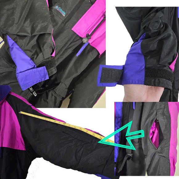 COLUMBIA Radial Sleeve 1-Piece Ski Snow Suit Black with Purple-Pink Colorblock - Picture 4 of 15